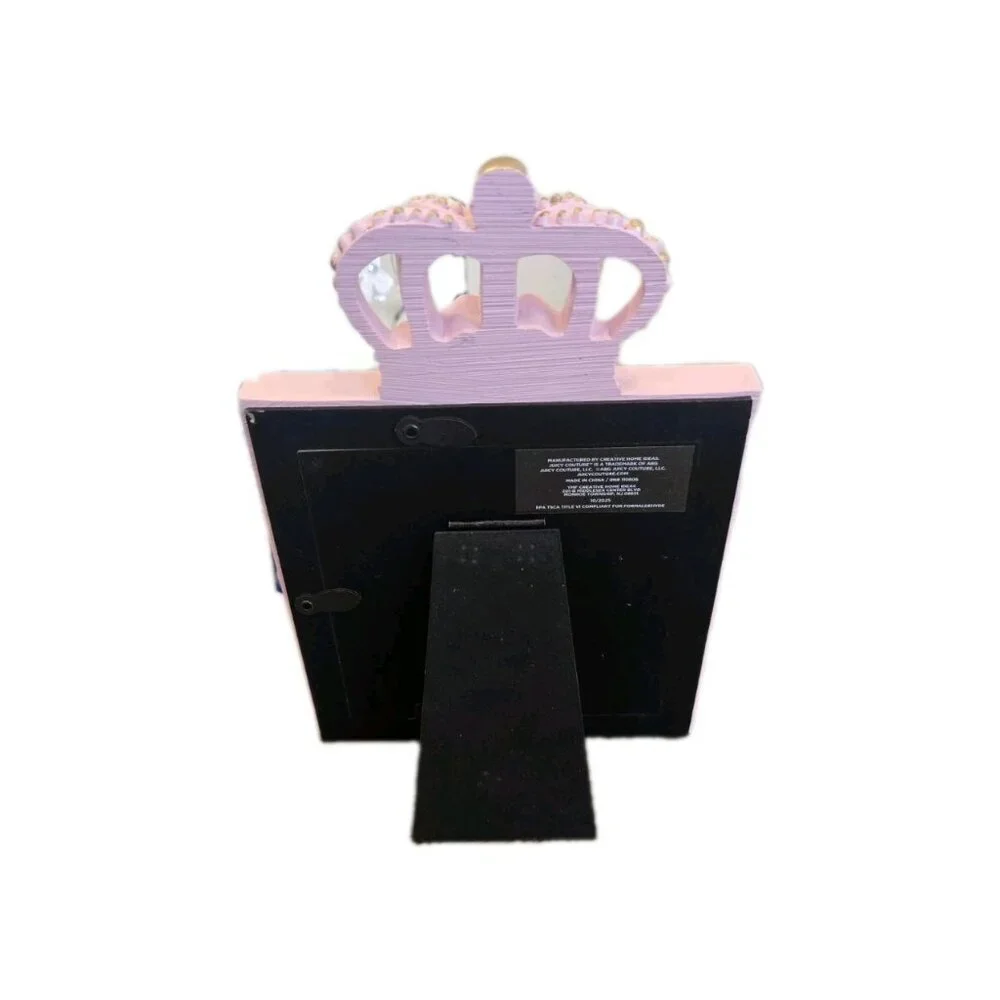 New Baby Pink / Gold Juicy Couture Crown Hollywood Regency Picture Frame 4x4